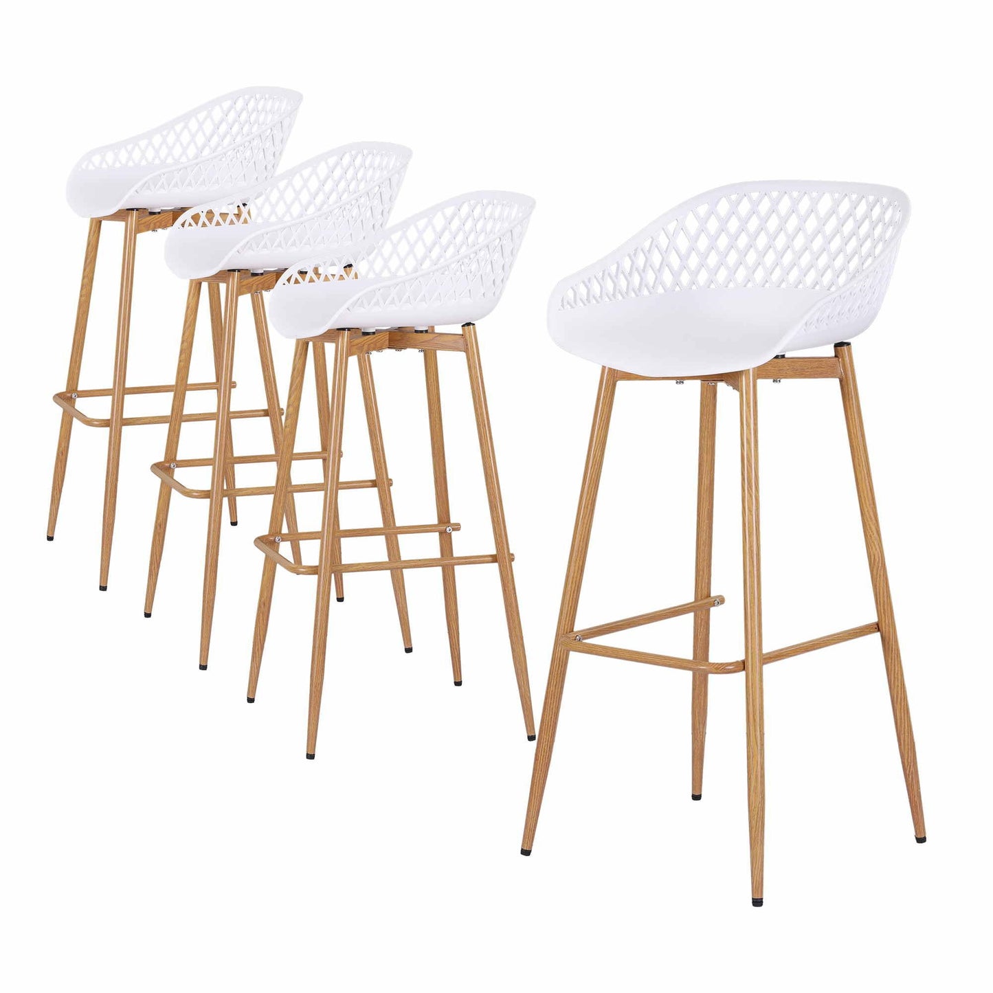 Gardeon 4-Piece Outdoor Bar Stools Plastic Metal Dining Chair Balcony White