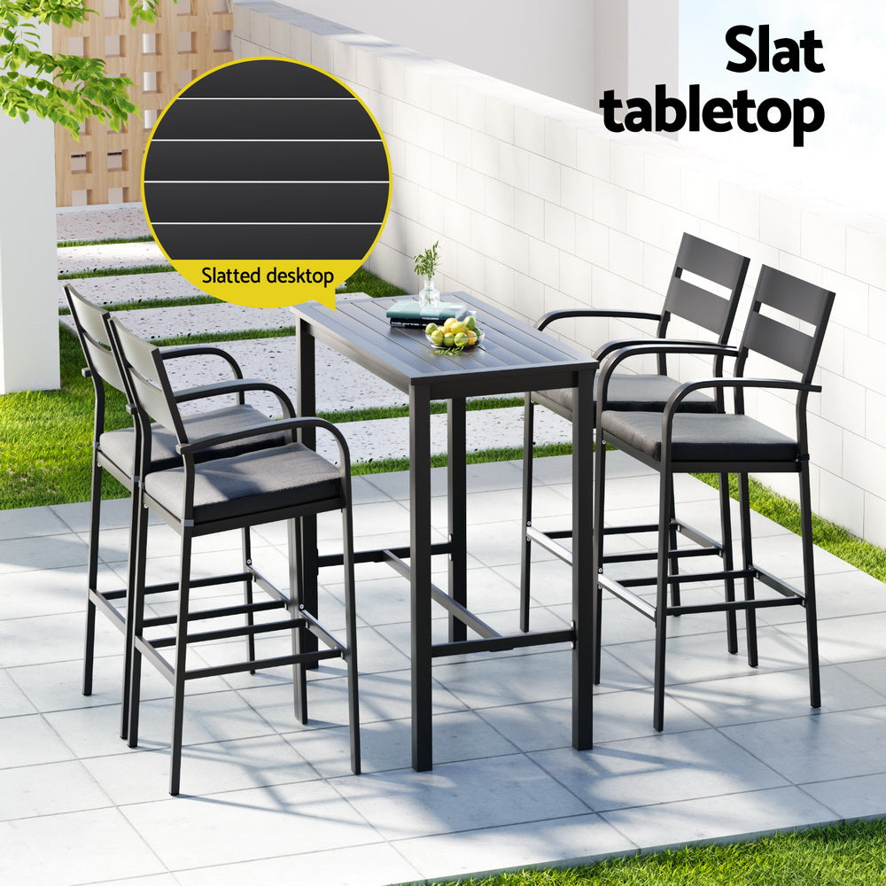 TWSC Outdoor Bar Set 5-Piece Patio Dining Chairs Aluminium Table Stools
