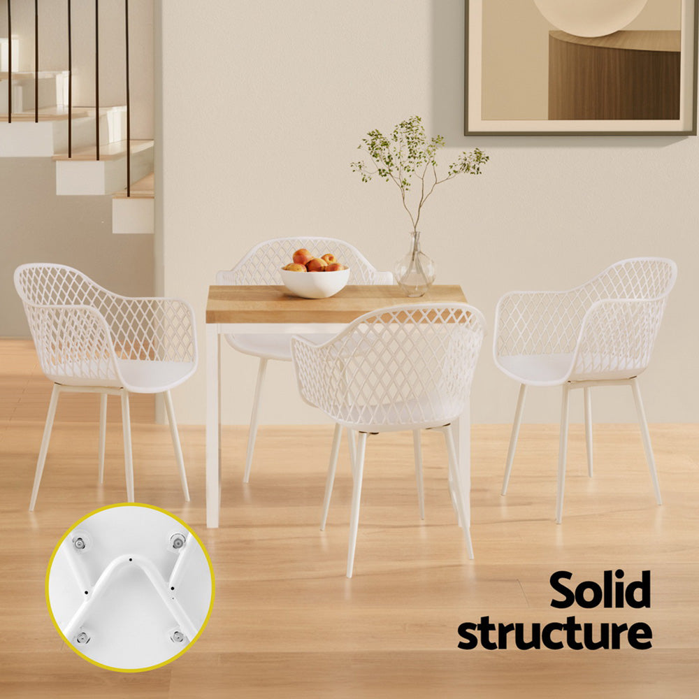 Outdoor Dining Chairs – Water and UV Resistant, White PP, Set of 4