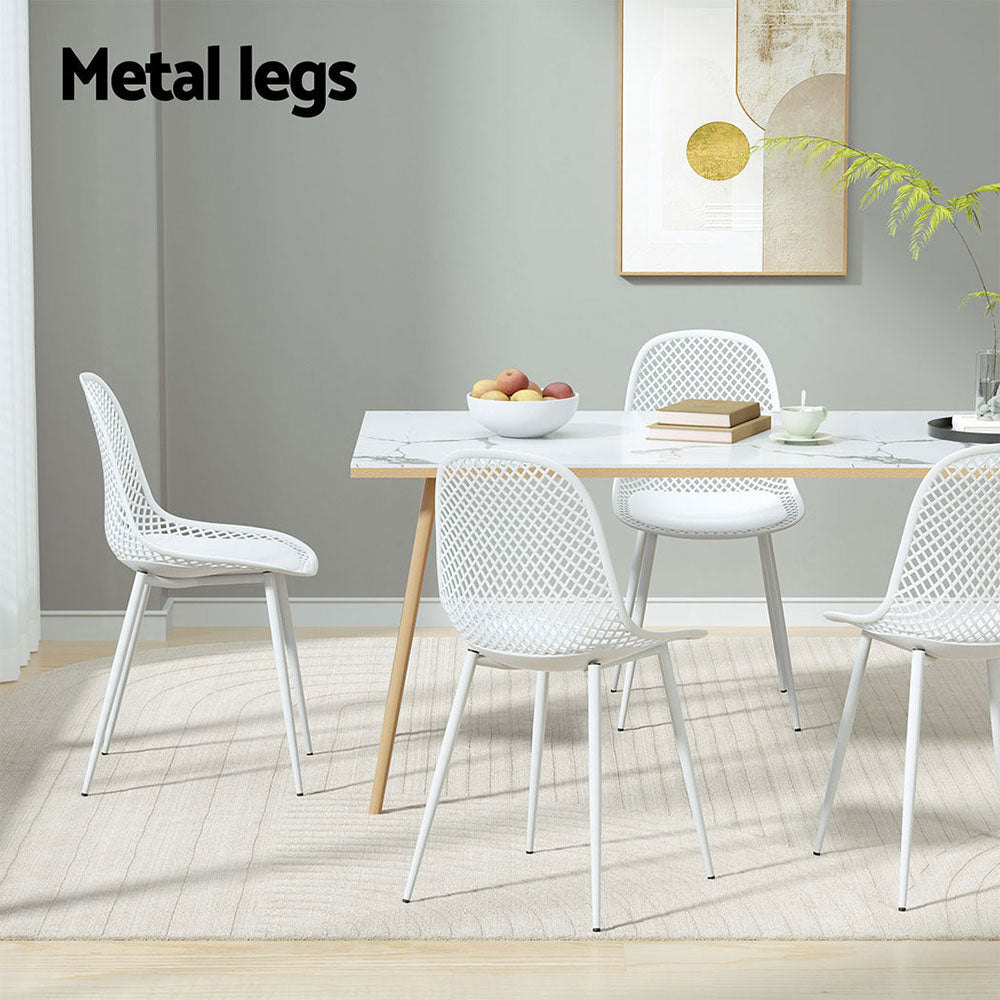 Outdoor Dining Chairs Set – Water and UV Resistant, White, PP Frame