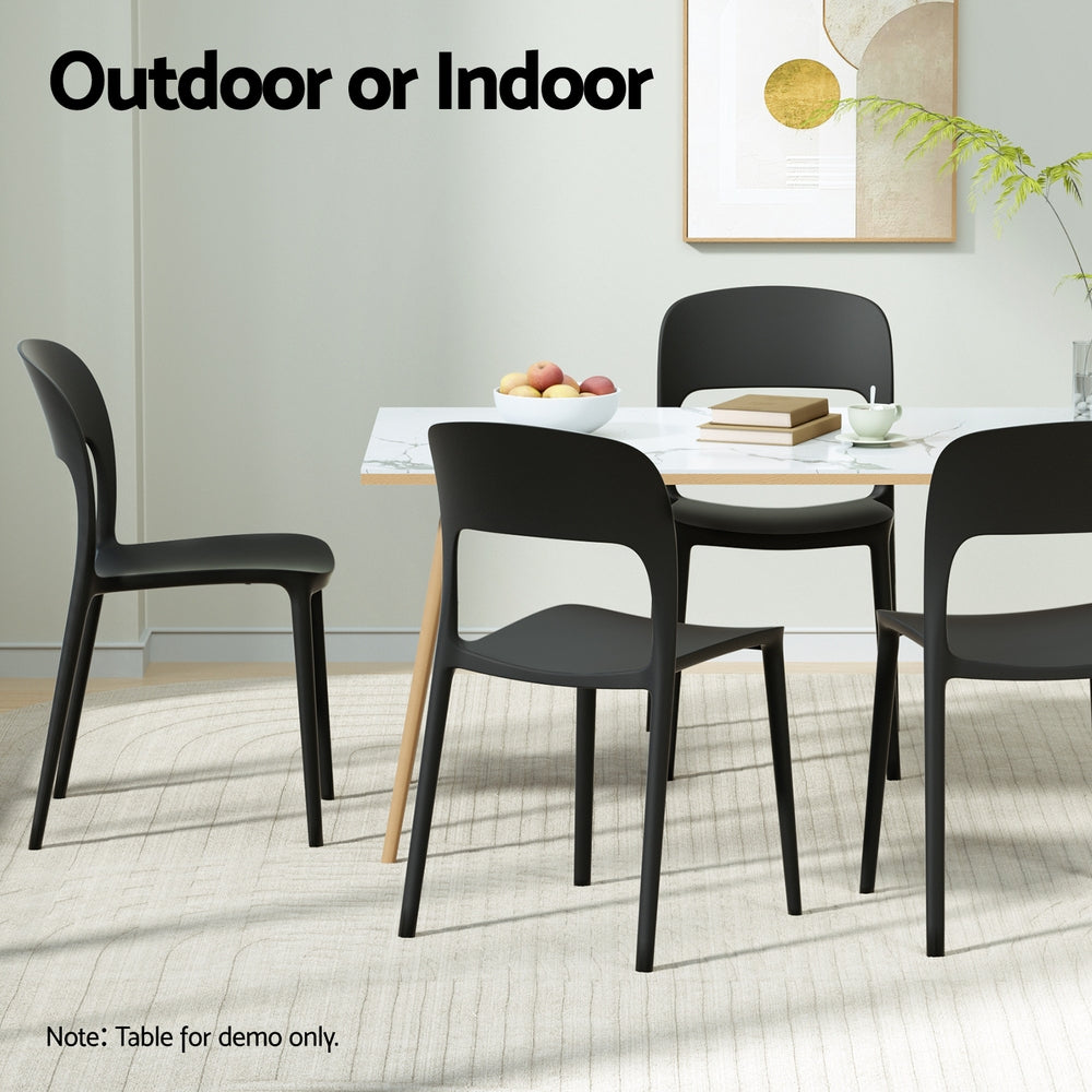 TWSC 4PC Outdoor Dining Chairs Stackable PP Patio Chair Garden Furniture Black