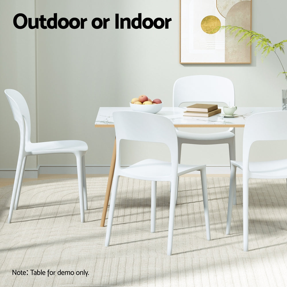 TWSC 4PC Outdoor Dining Chairs Stackable PP Patio Chair Garden Furniture White