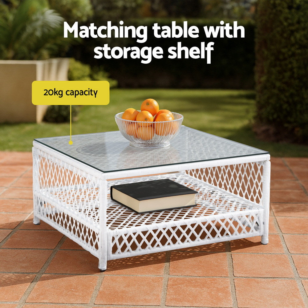 4-Seater Outdoor Sofa Set – 5-Piece Rattan Patio Furniture with Cushions