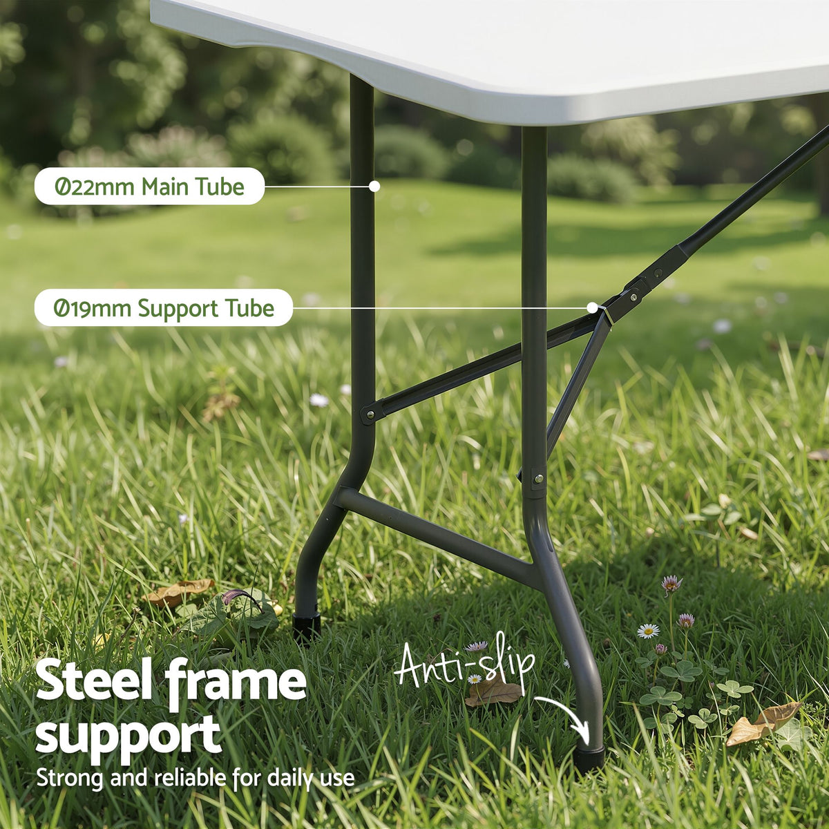 TWSC 180cm Folding Table Portable Fold-in-Half with Handle Camping Picnic