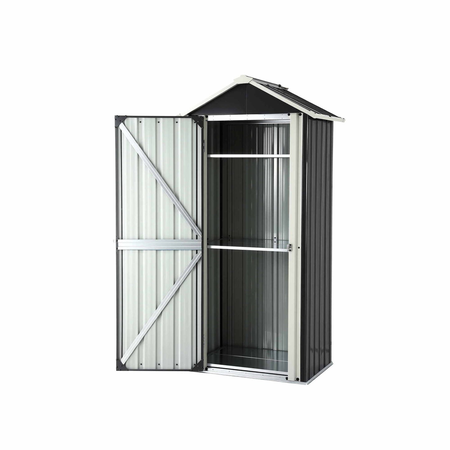 TWSC Outdoor Storage Cabinet Garden Shed Steel Tool Lockable Cupboard Adjustable Shelves