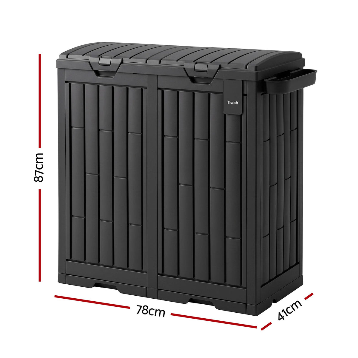TWSC Outdoor Trash Cans Dual Compartment Trash Can 220L Black