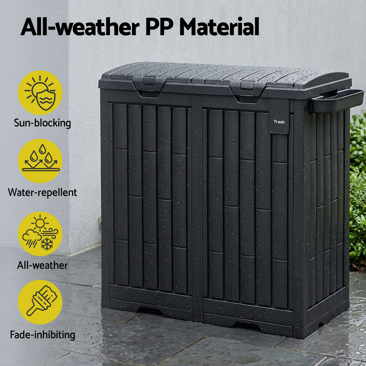 TWSC Outdoor Trash Cans Dual Compartment Trash Can 220L Black