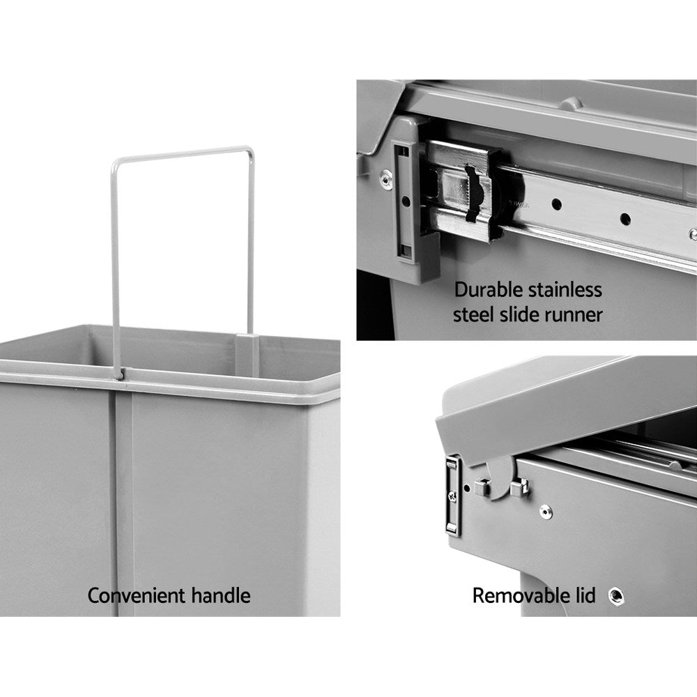 Cefito Pull Out Bin Kitchen Double Basket 2X15L and 2X20L