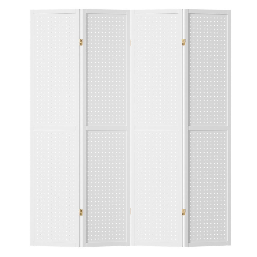 TWSC 4 Panel Room Divider Screen 164x170cm Pegboard White
