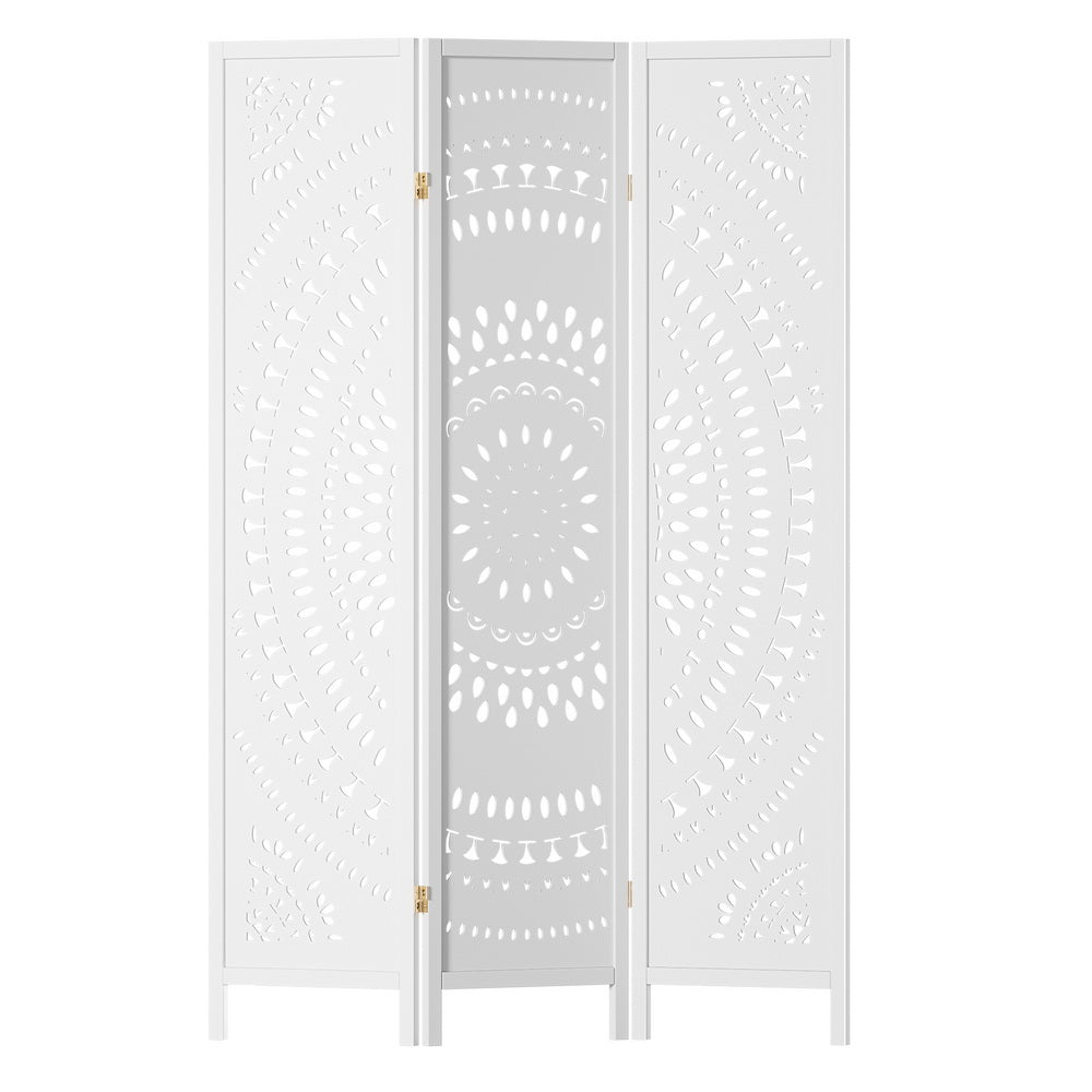 TWSC 3 Panel Room Divider Screen 132x170cm Circle White