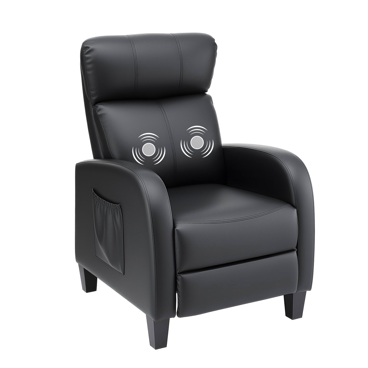 Massage Recliner Chair – 2-Point Massage, PU Leather Black, Small Size