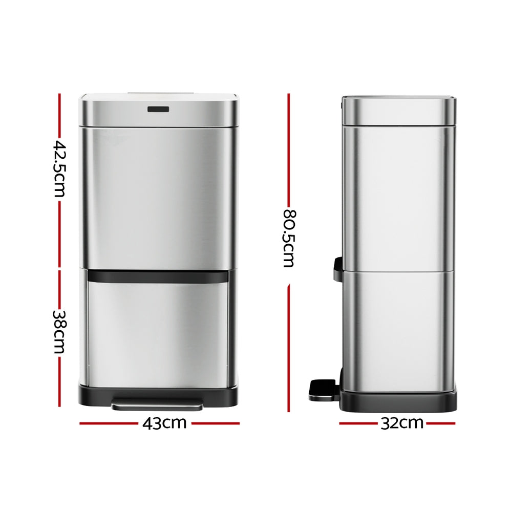 Devanti 70L Motion Sensor Pedal Bin Automatic