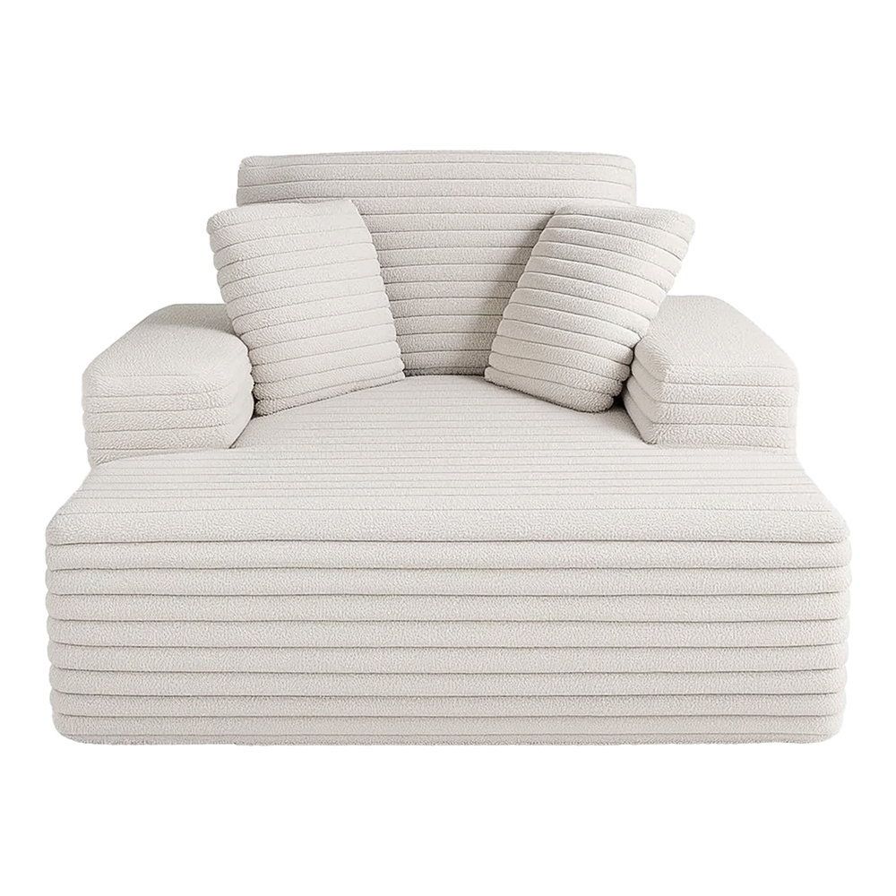 Sofa Bed Lounge Chair – Faux Fur Fabric, Recliner Couch with Pocket Spring Core