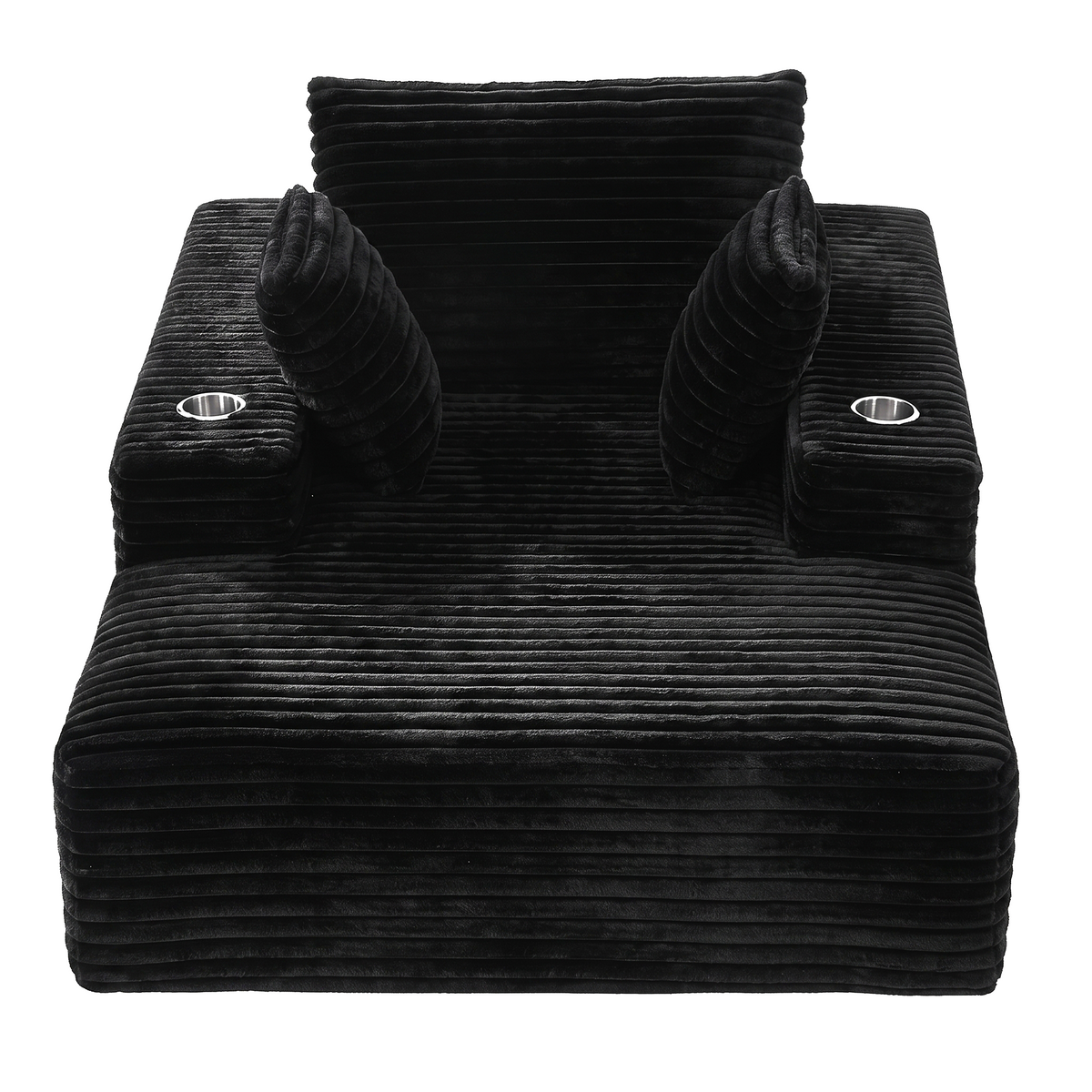 TWSC Sofa Bed Lounge Chair Sleeper Couch Chaise Single Seater Faux Fur Black