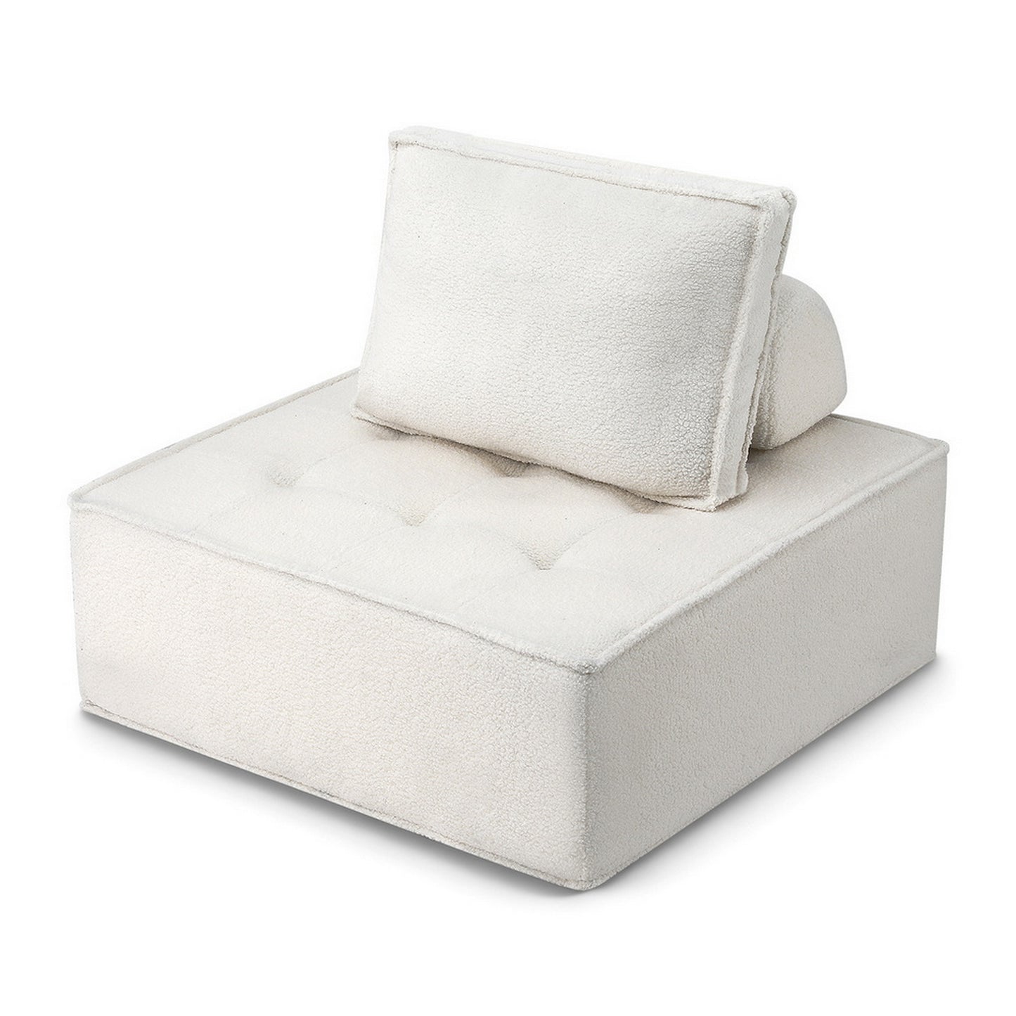 Floor Sofa Lounge Chair with Removable Pillow – White, Plush Comfort