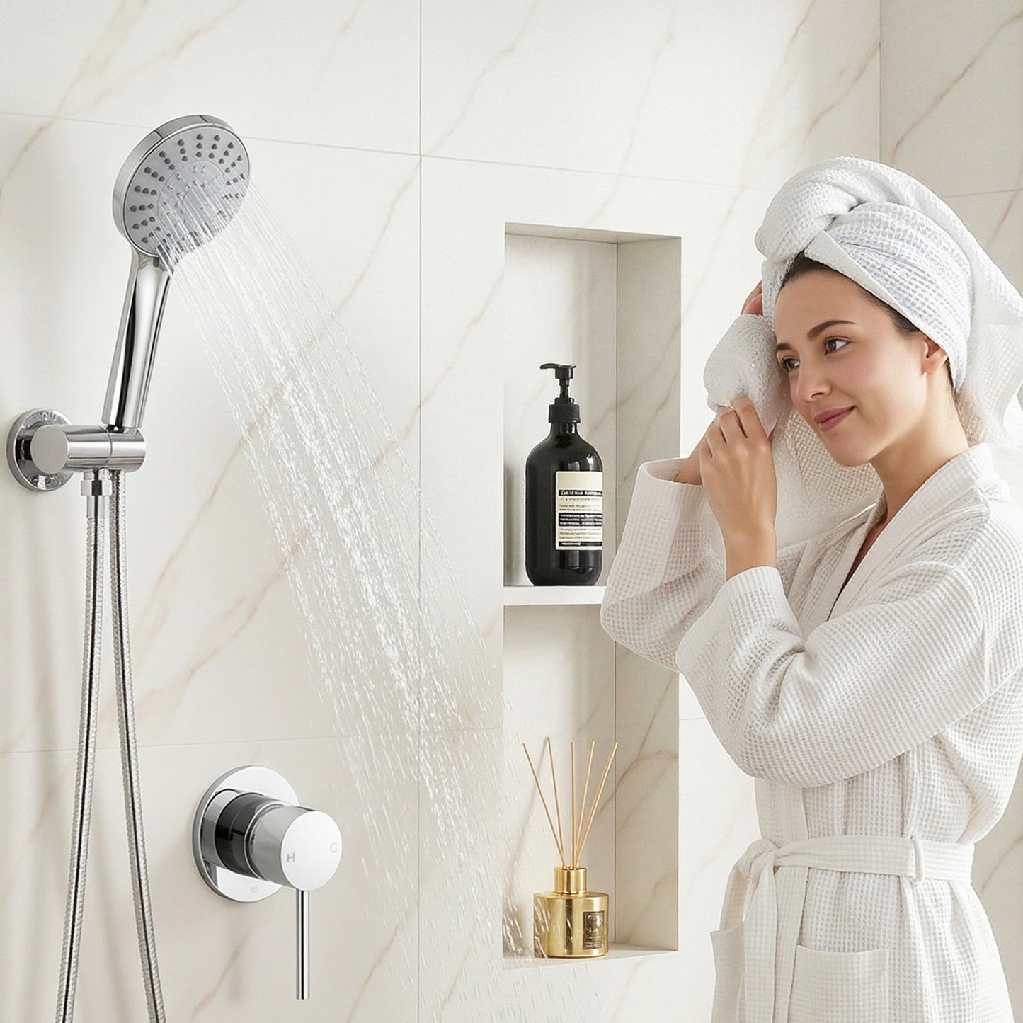 Handheld Shower Head – 5 Spray Modes, 4.5" Chrome Finish