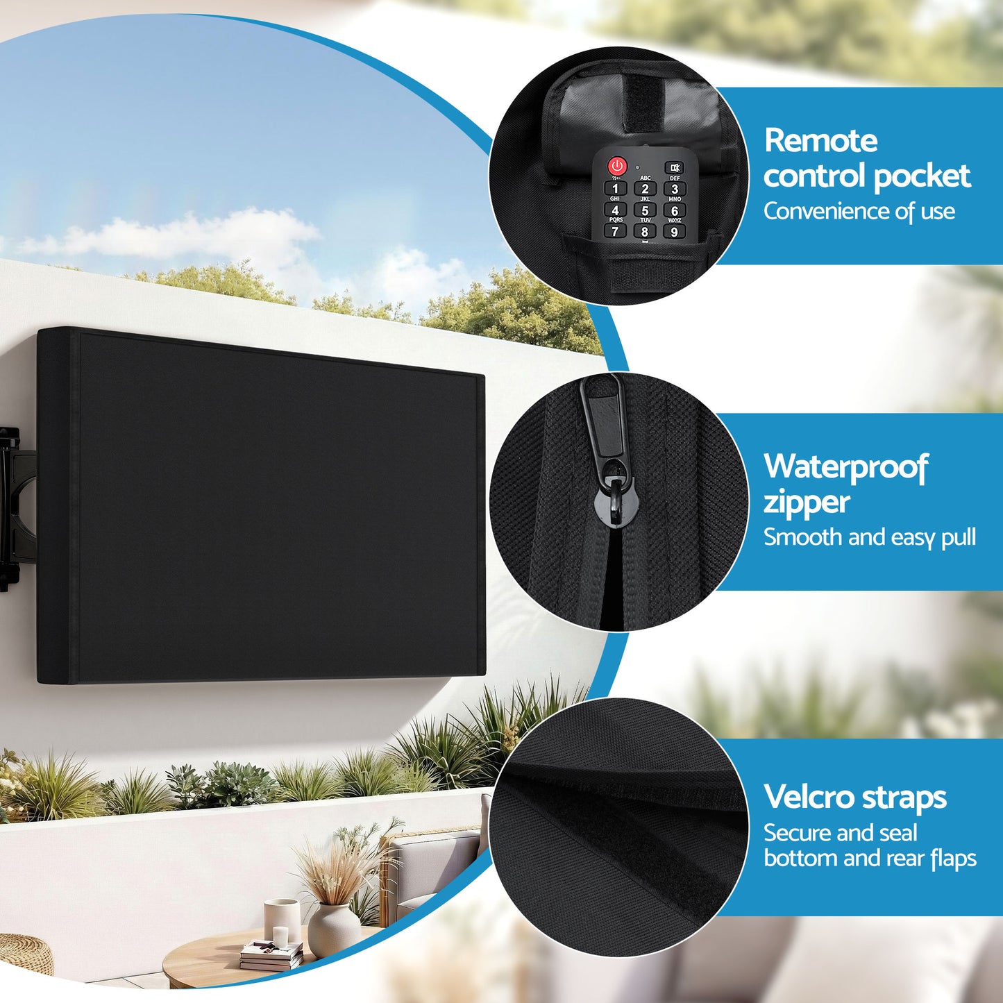 TV Cover – Waterproof Outdoor Protector for 55-58 Inch TVs, Black PVC Oxford Cloth