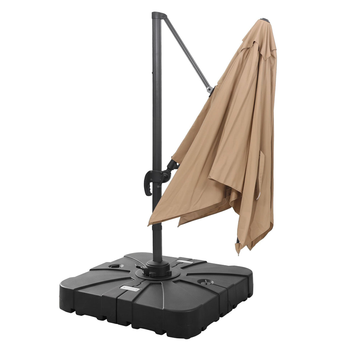 Instahut 3m Cantilever Umbrella with Base – Beige — product-only closed umbrella and base