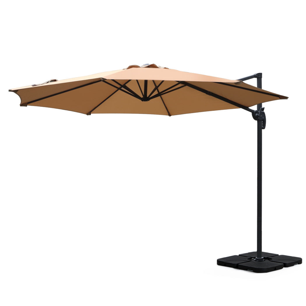 Instahut 3m Outdoor Umbrella w/Base Cantilever Beach Roma 360 Degree Tilt