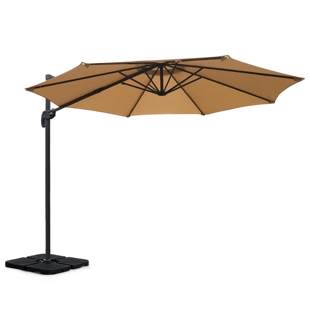 Instahut 3m Outdoor Umbrella w/Base Cantilever Beach Roma 360 Degree Tilt