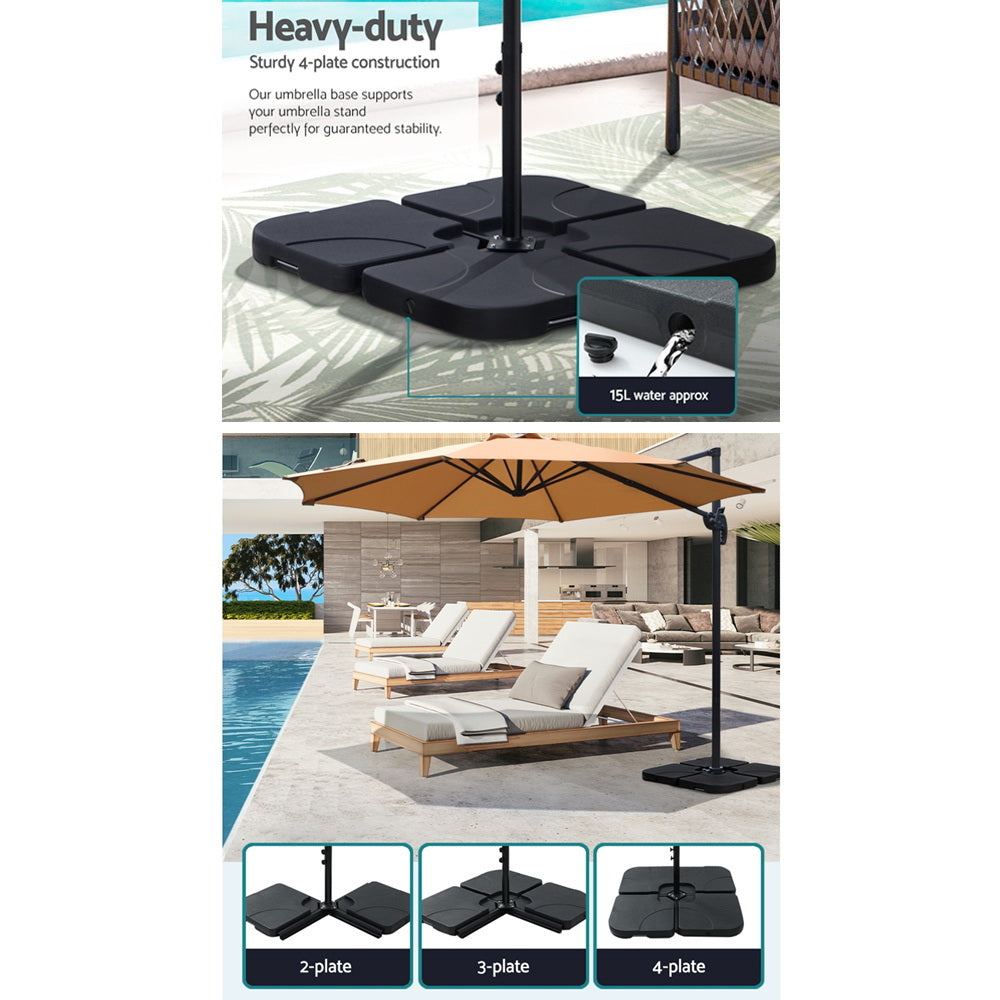 Instahut 3m Outdoor Umbrella w/Base Cantilever Beach Roma 360 Degree Tilt