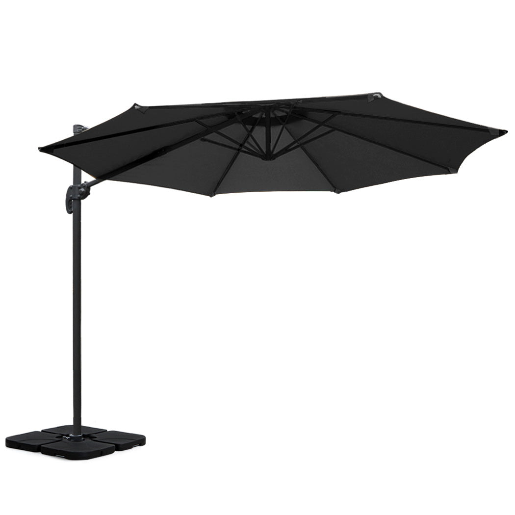 Instahut 3m Outdoor Umbrella w/Base Cantilever Beach Roma 360 Degree Tilt
