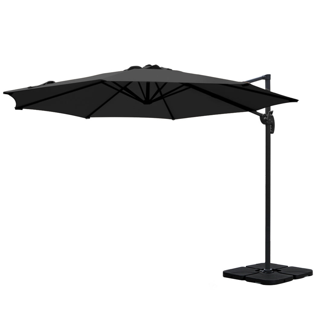 Instahut 3m Outdoor Umbrella w/Base Cantilever Beach Roma 360 Degree Tilt