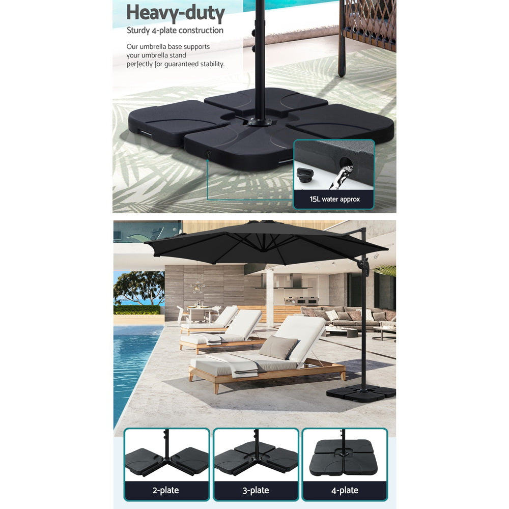 Instahut 3m Outdoor Umbrella w/Base Cantilever Beach Roma 360 Degree Tilt