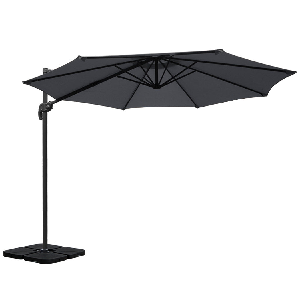 Instahut 3m Outdoor Umbrella w/Base Cantilever Beach Roma 360 Degree Tilt