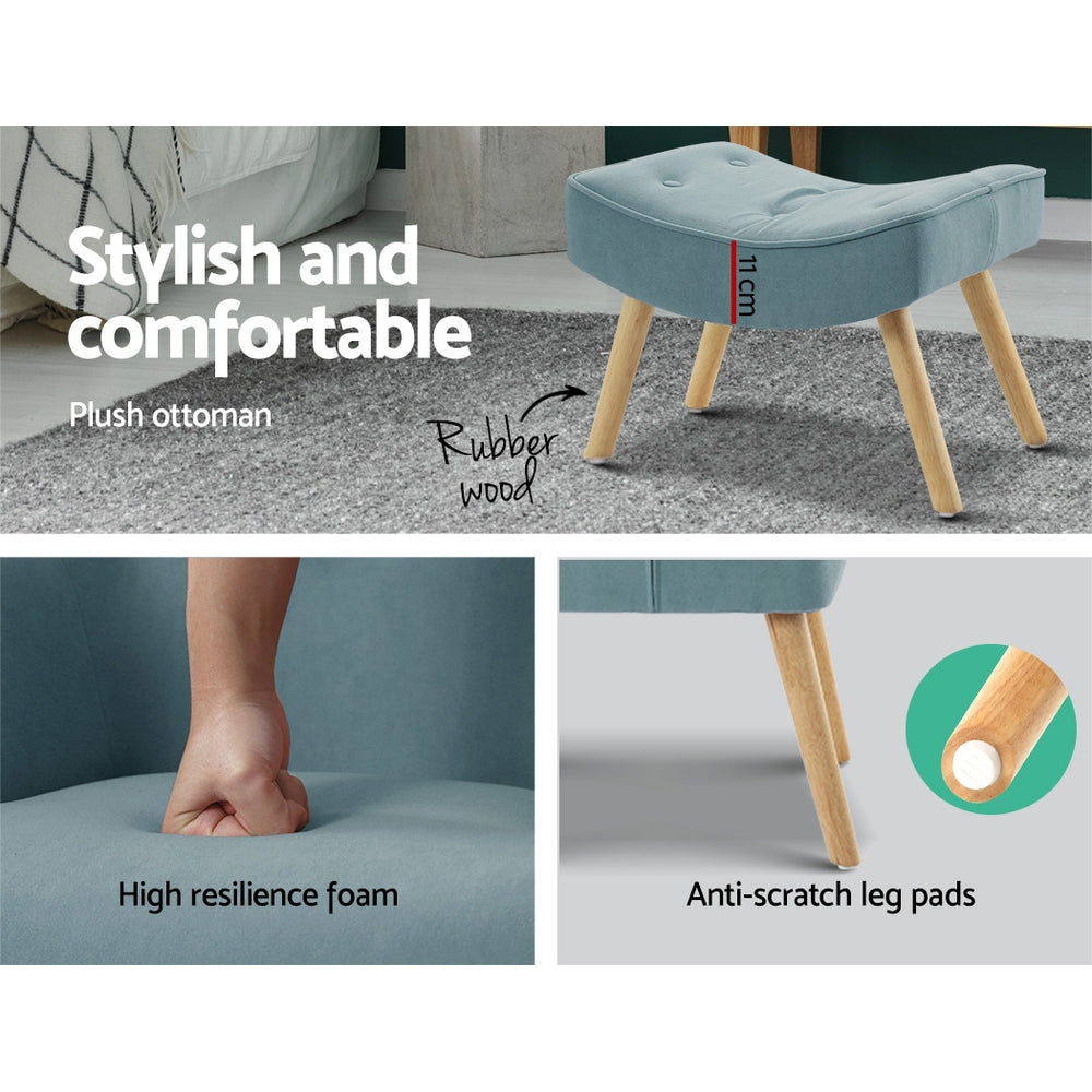 TWSC Armchair Set with Ottoman Blue Lansar