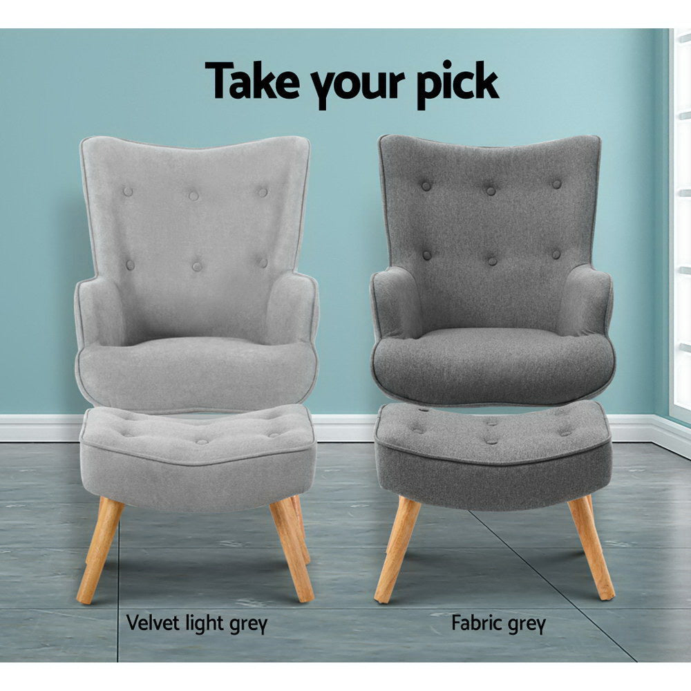 TWSC Armchair Set with Ottoman Grey Lansar