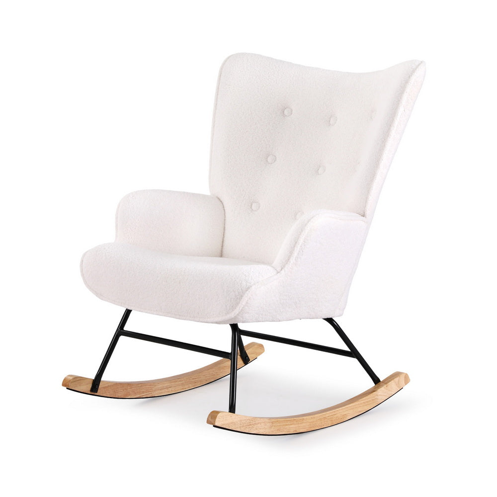 Rocking Armchair – Boucle Fabric, White
