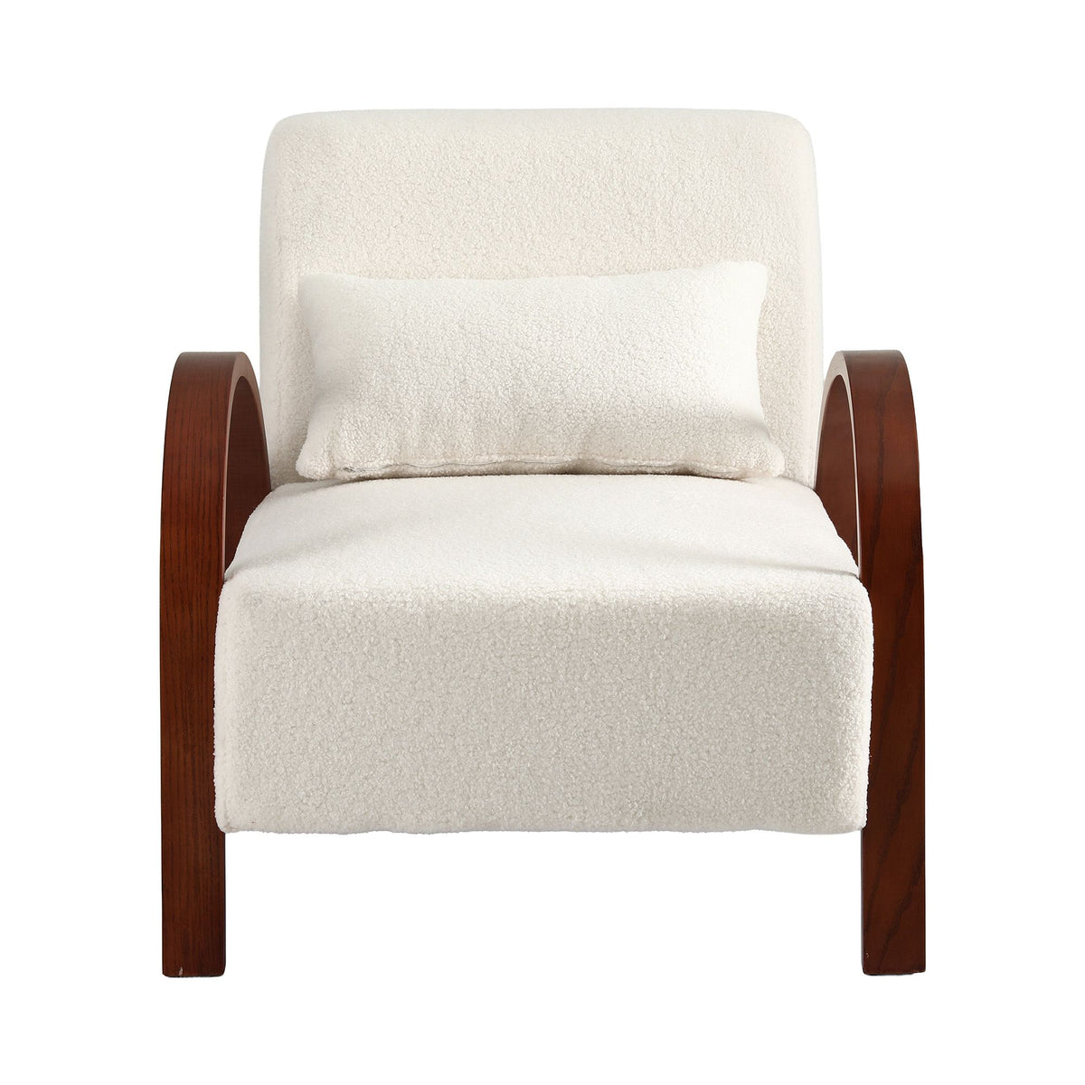 TWSC Teddy Fabric Armchair with Bentwood Arms – Beige — product-only front view