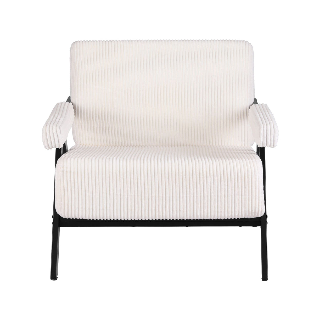 TWSC Compressed Armchair White Corduroy Accent Chair for Small Space