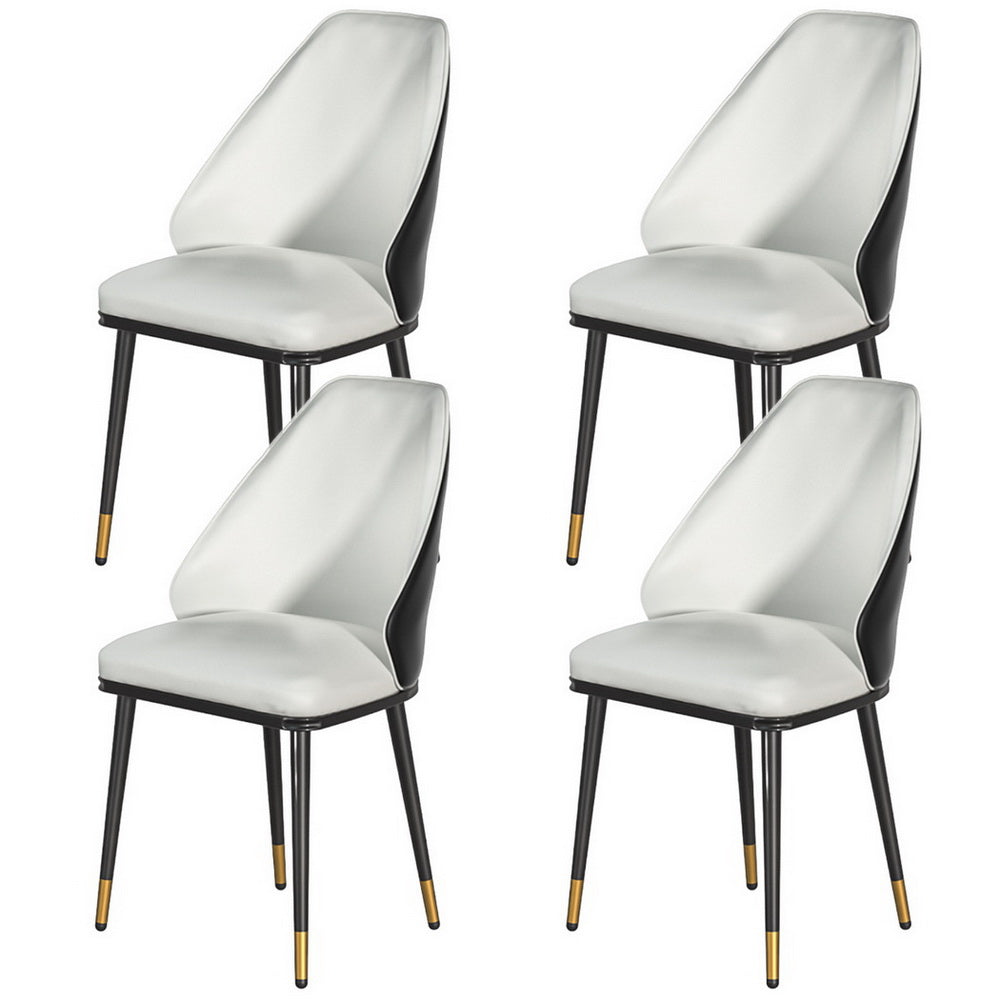 TWSC Dining Chairs Set of 4 Leather Seat Beige and Black