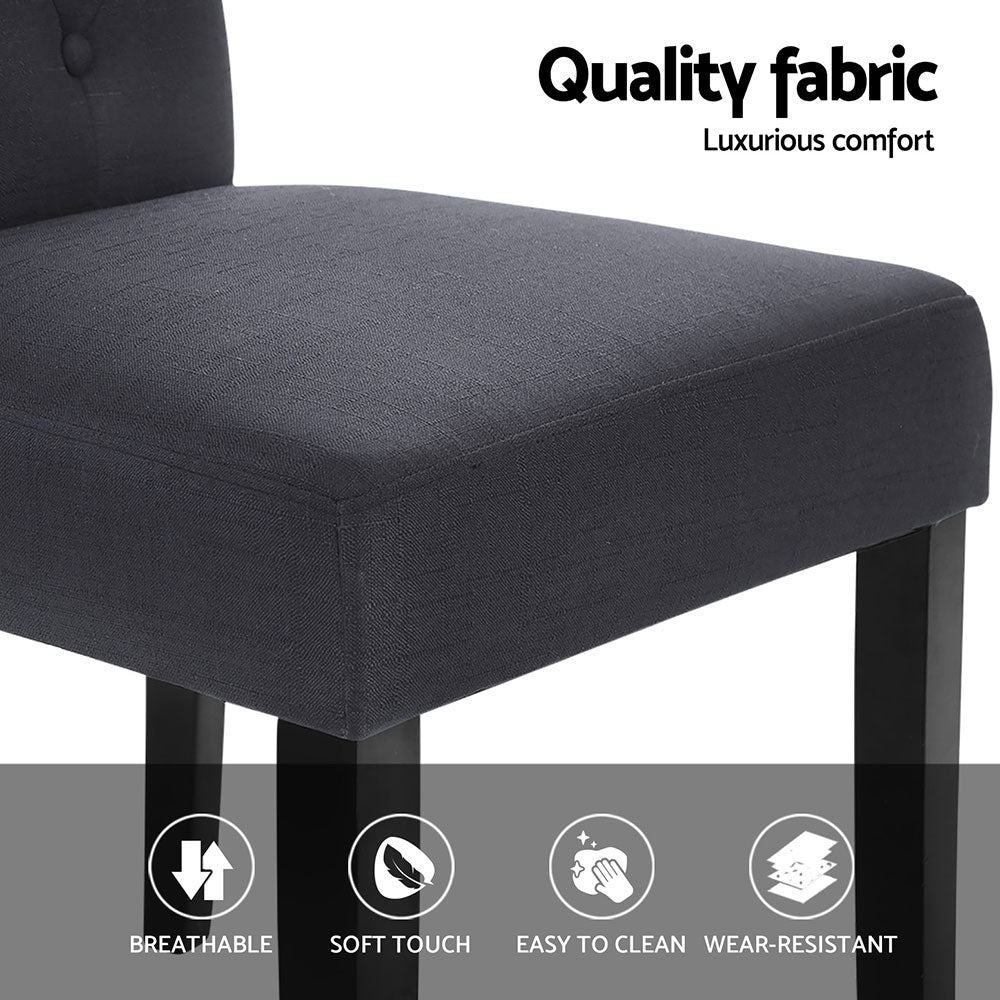 TWSC Dining Chairs Set of 4 Linen Parsons Chair Dark Grey