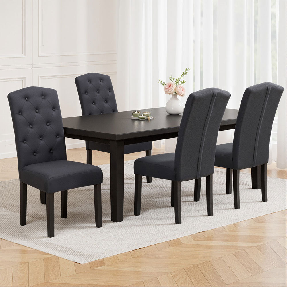 TWSC Dining Chairs Set of 4 Linen Parsons Chair Dark Grey