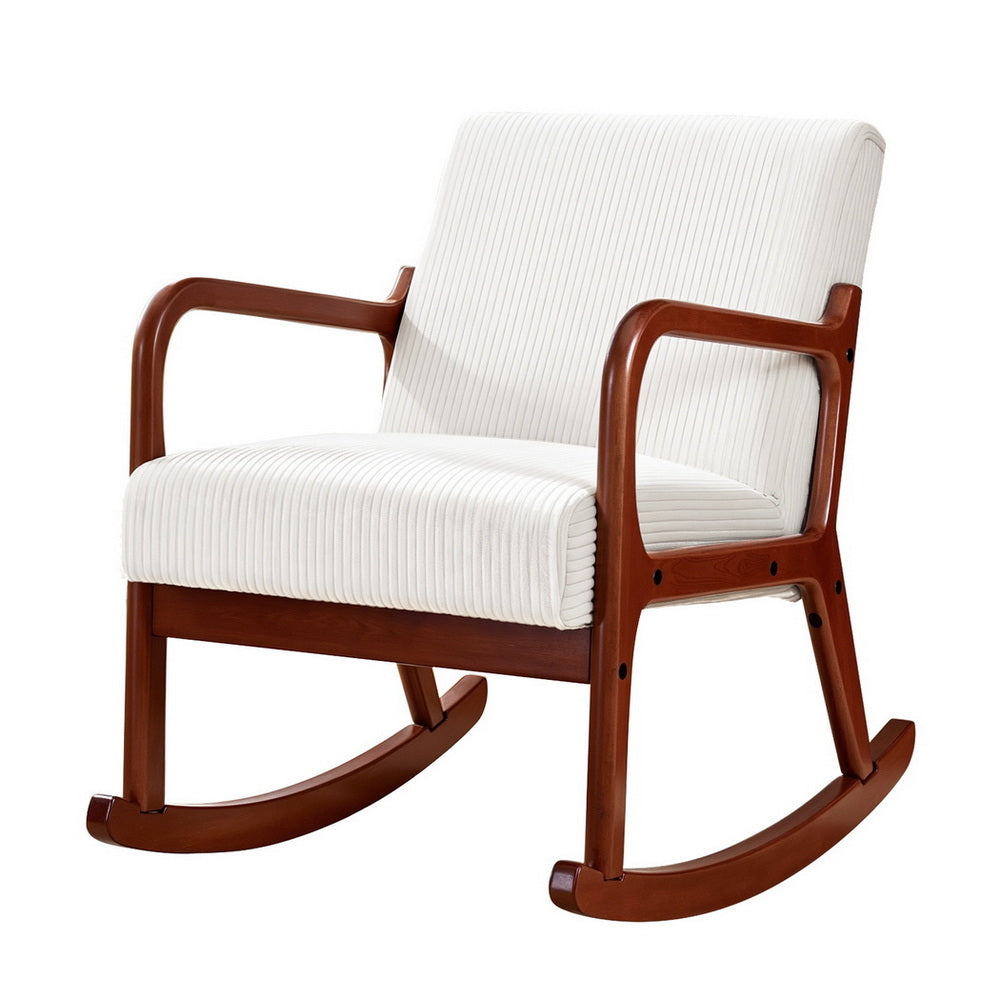 TWSC Rocking Armchair Lounge Chair Corduroy Beige