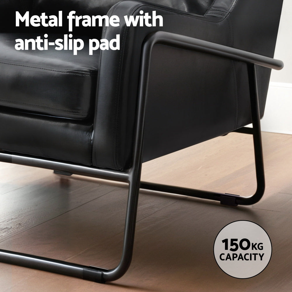 TWSC Armchair Accent Chair PU Leather Wingback Black