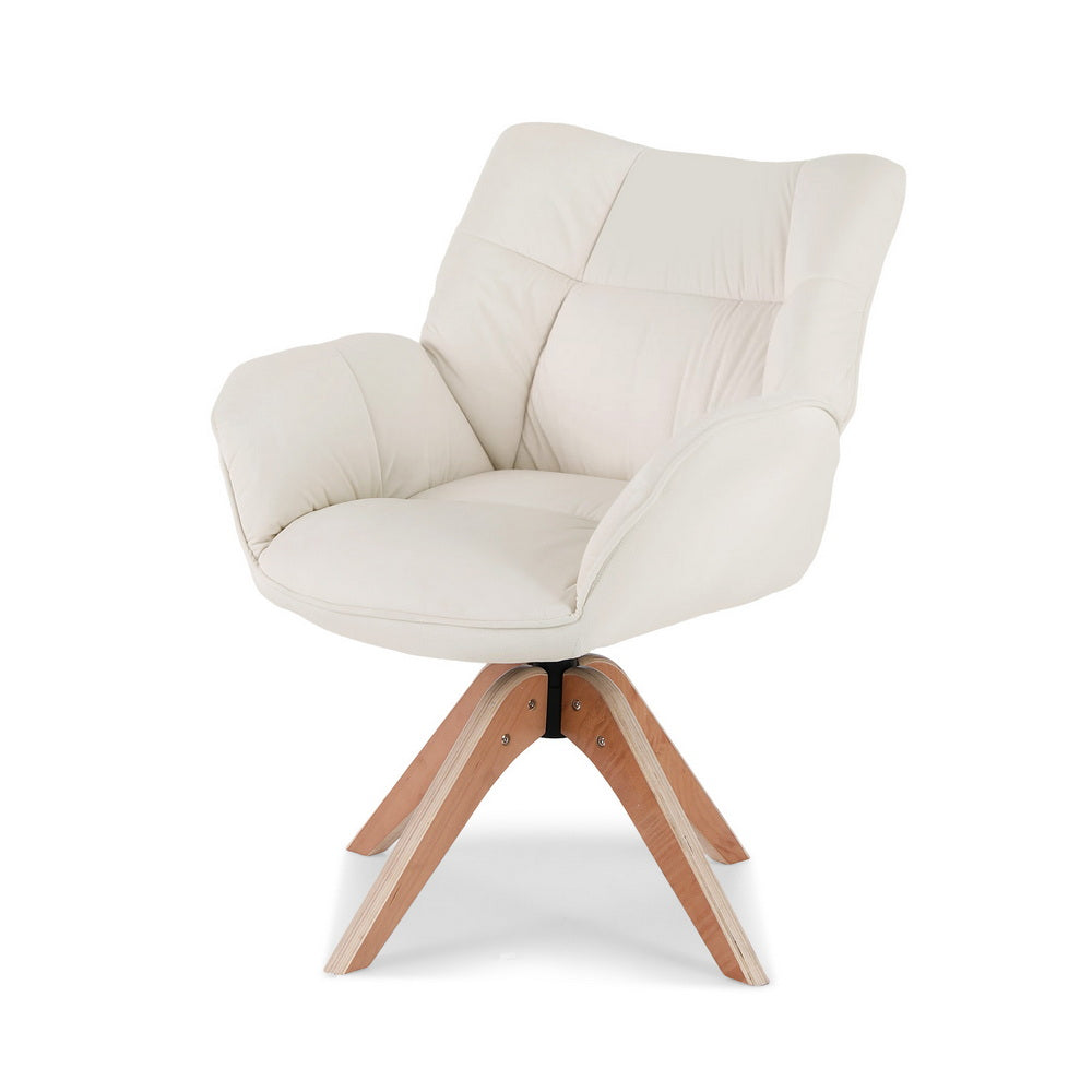 Swivel Armchair – Velvet Upholstery, White
