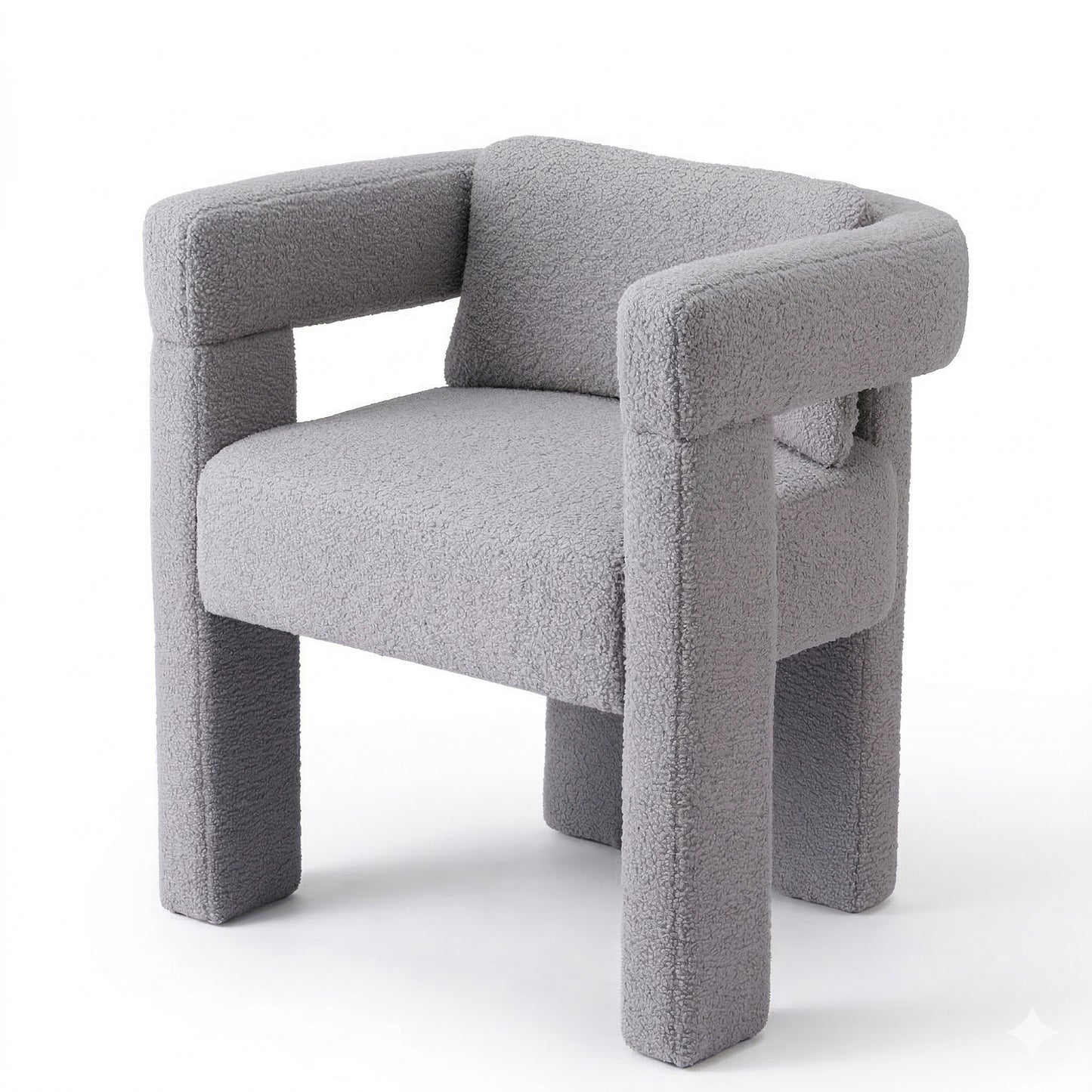 Armchair Accent Chair – Boucle Fabric, Grey
