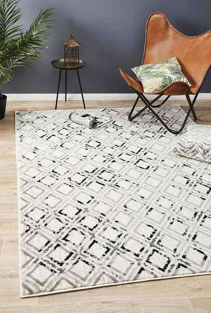 Metro 607 Rug – Modern Black and White Polypropylene