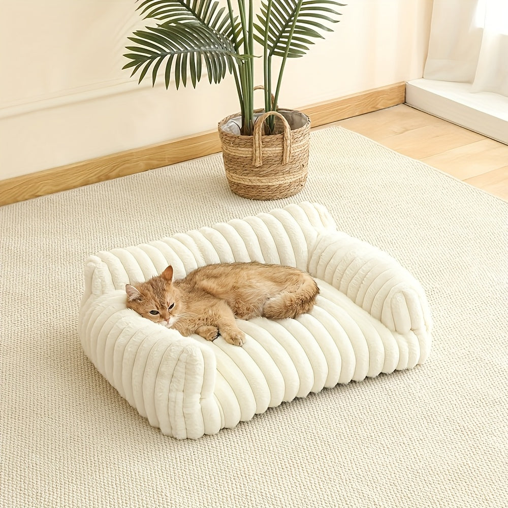 Grey Cat Sofa – Soft Plush Bed with Surround Support, Suitable for All Sizes