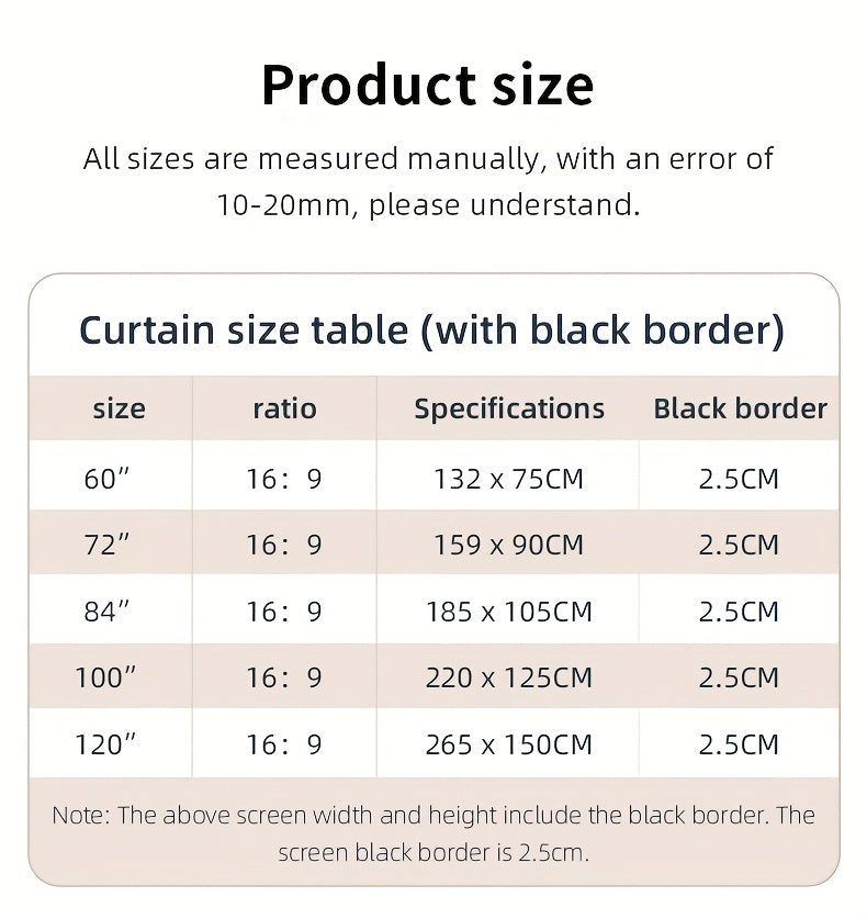 Portable Projection Screen with Tripod Stand – 72in 16:9 HD Polyester Fabric