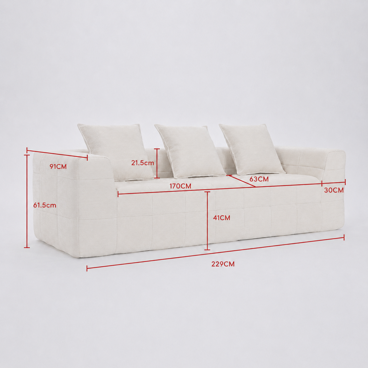 Monda 3 Seater Compressed Sofa