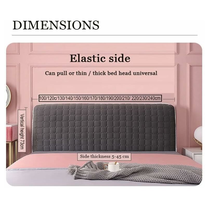 Velvet Headboard Cover – Thickened, Stretch Fit, Washable 160cm