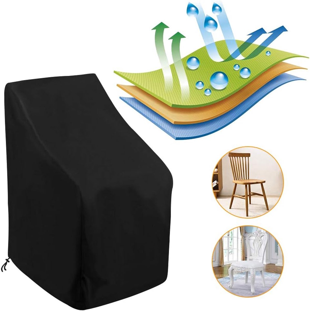 Garden chair cover, stackable chair cover, cold weather protection cover, garden chair cover, UV protection cover for garden furniture, 64 x 64 x 120 cm