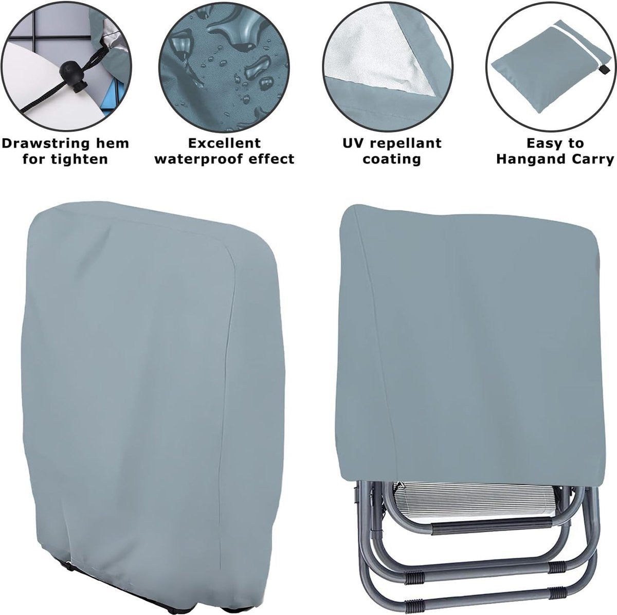 Waterproof Chair Cover - Garden Furniture Protective Cover - Garden Chair Cover - Garden Furniture Cover - Chair Cover for Garden Chairs - Cover for Folding Chairs - Weatherproof Chair Protective Cover - For Outdoor Use in the Garden, Balcony, or Terrace