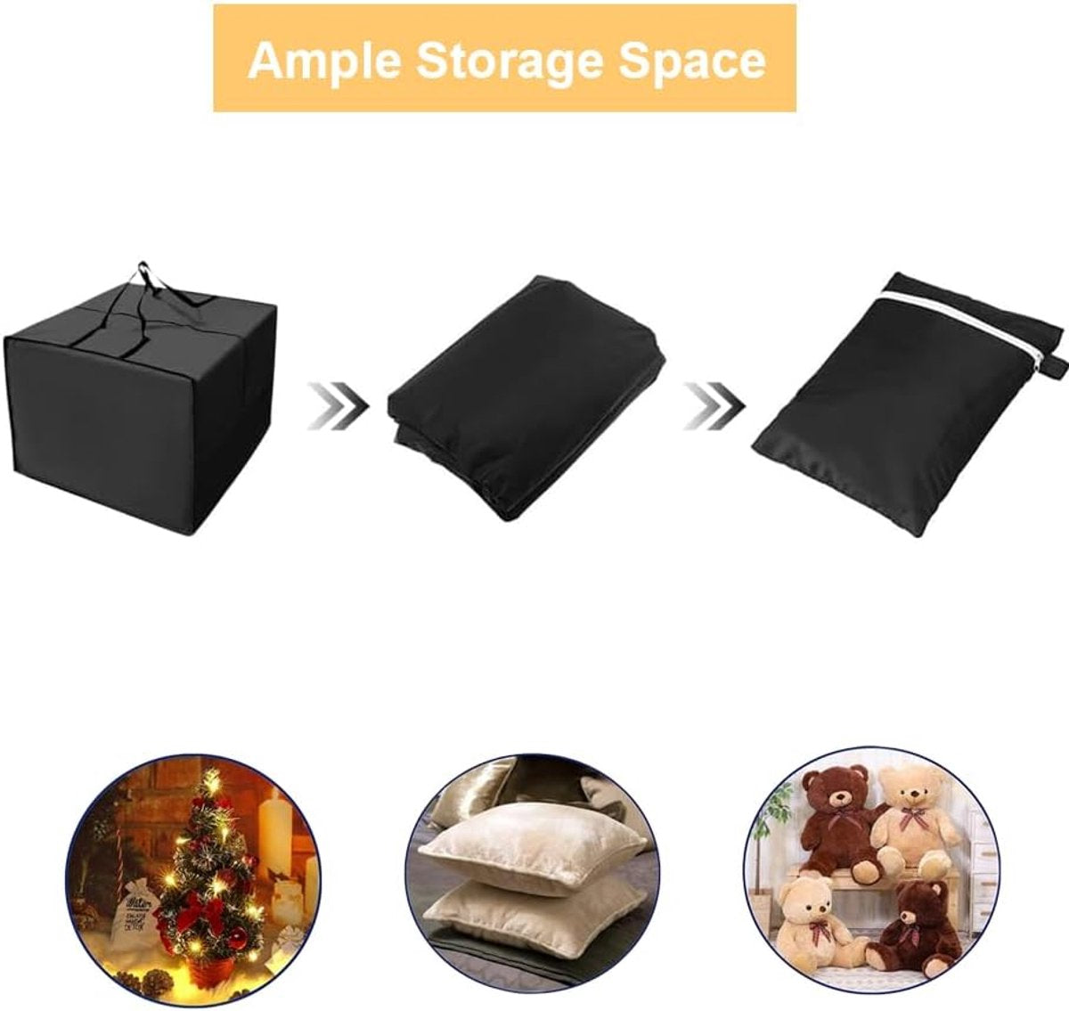 Storage bag - Furniture cover - Garden furniture cover - Storage bag for seat cushion - Oxford fabric storage bag - Waterproof storage bag - dust cover - with storage bag - with zipper, handles - for garden furniture, clothing, cushions - 81*81*61 cm - bl