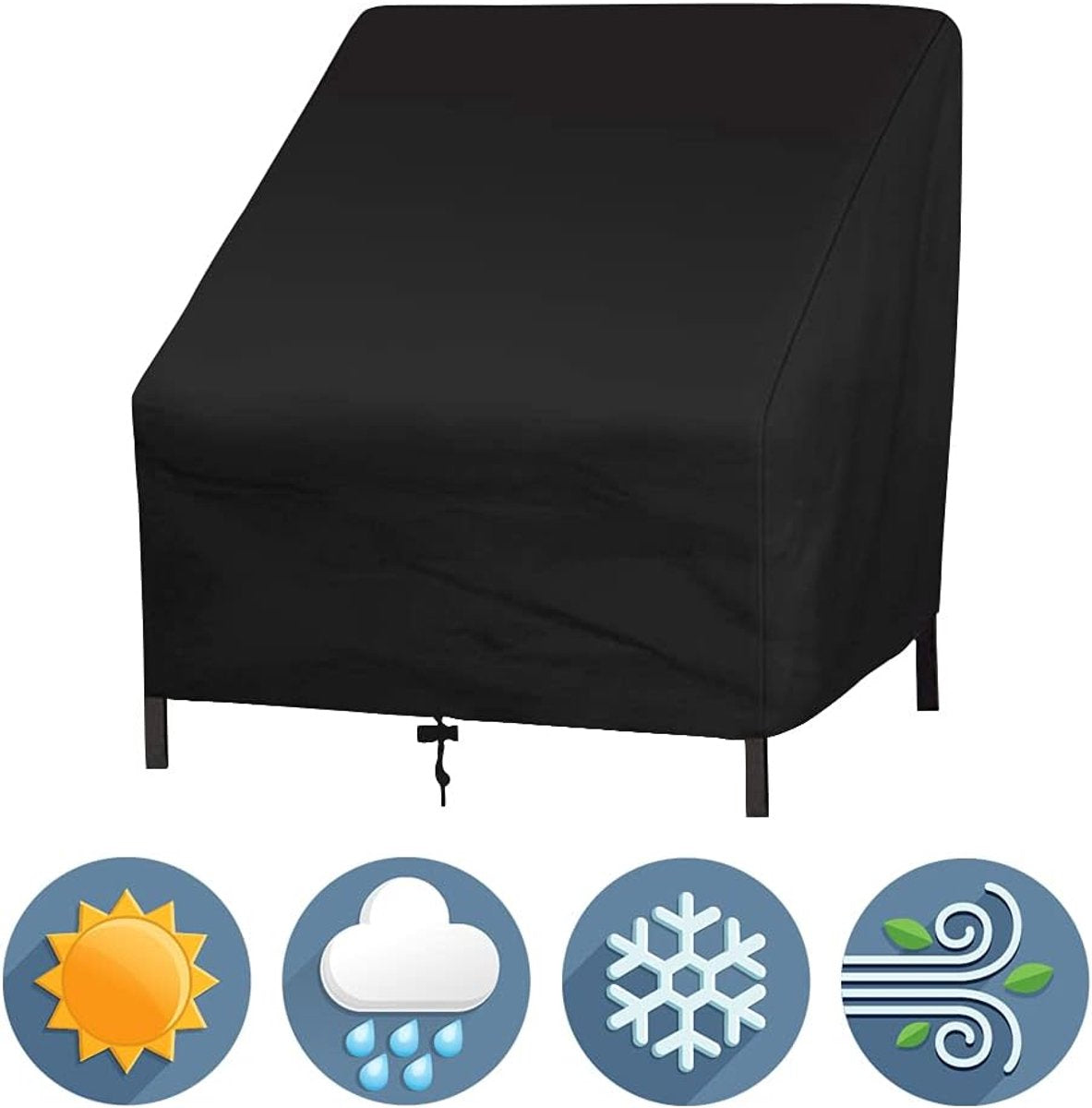 Sofa Protective Cover - Waterproof Chair Cover - Outdoor Patio Furniture Covers - Garden Chair Cover - Waterproof Swing & Lounge Chairs - Protective Cover - Snow Protection Cover - Waterproof - 210D Oxford Cloth - Black - 37.8"W x 30.7"D x 28.74"H